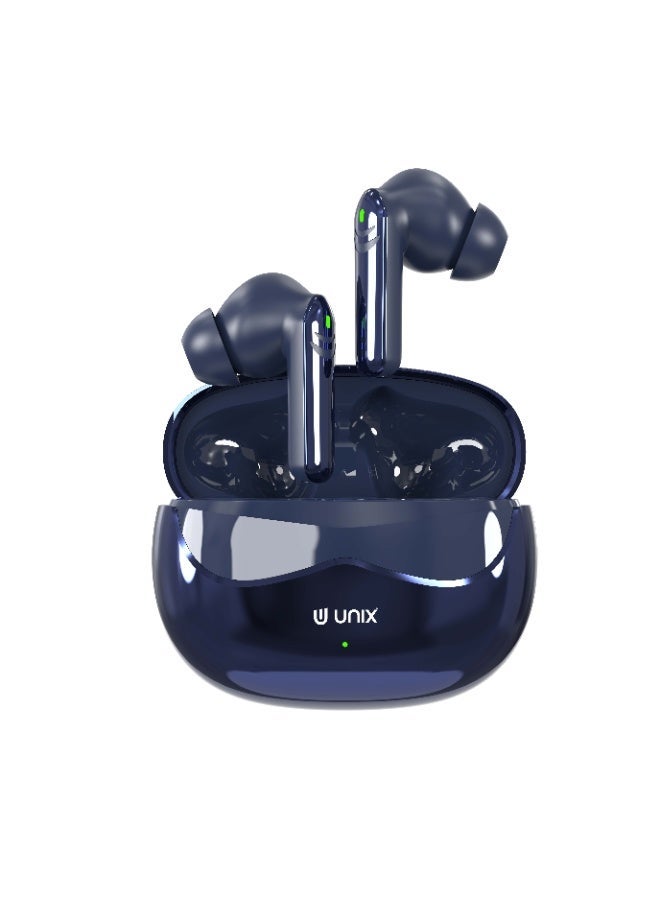 Unix Glitz6 Wireless Earbuds | Bluetooth v5.4 Connectivity | TWS with ENC Noise Cancellation for Clear Calling | 42Hrs Playtime with Deep Bass | Touch Control & Type-C Charging | Free Silicon Cover - Image 1
